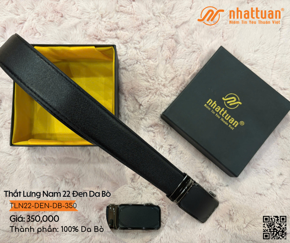 Thắt Lưng Nam 22 Đen Da Bò 350