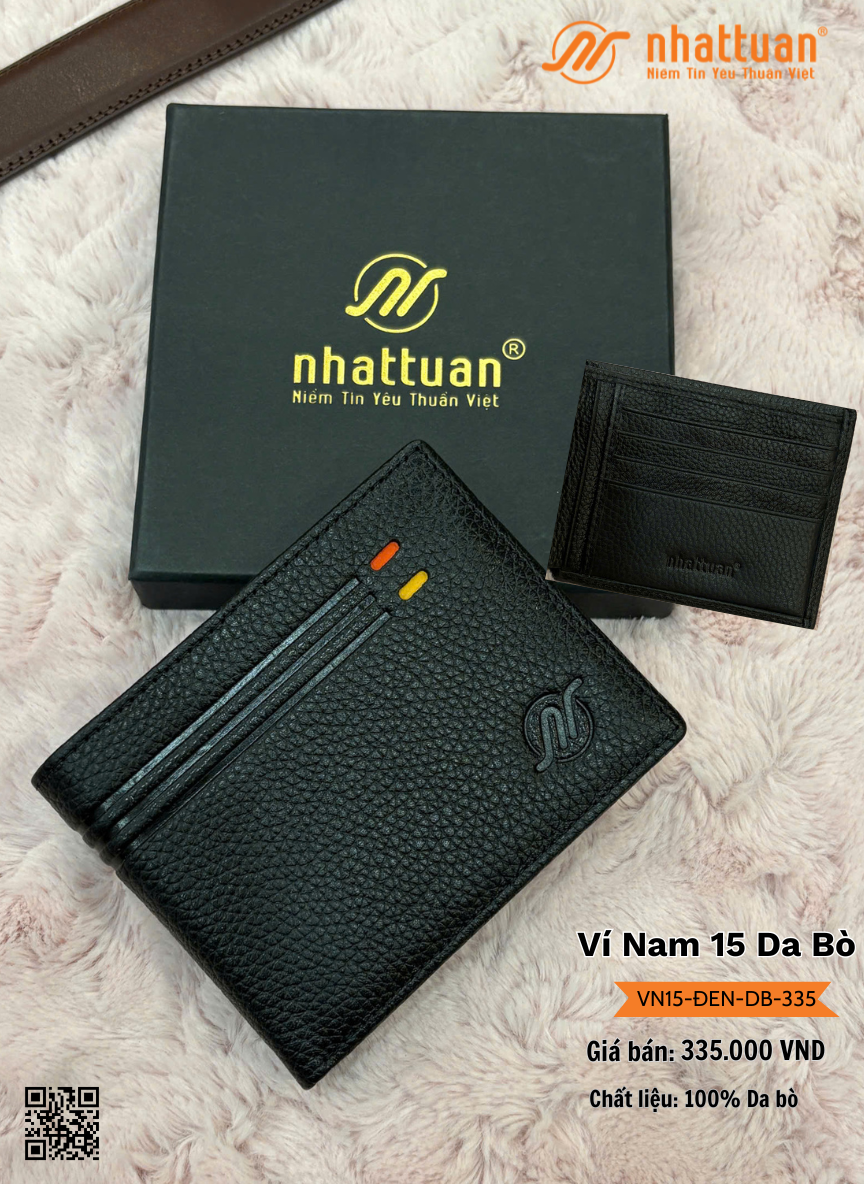 Ví Nam 15-ĐEN Da Bò 335