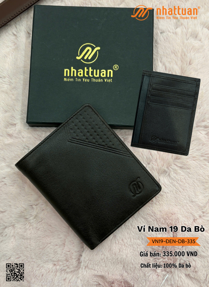 Ví Nam 19-ĐEN Da Bò 335