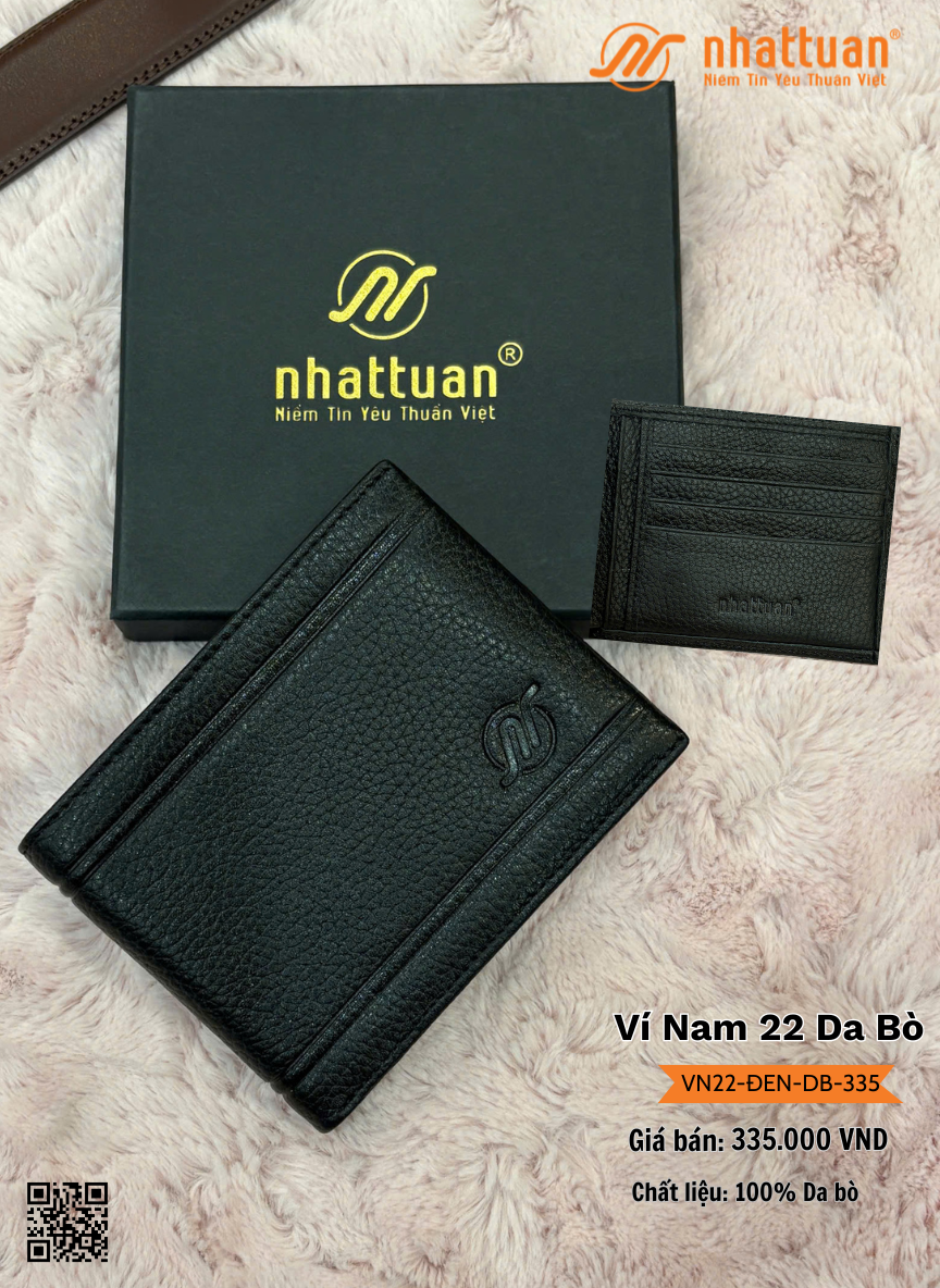 Ví Nam 22-ĐEN Da Bò 335