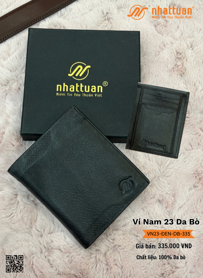 Ví Nam 23-ĐEN Da Bò 335