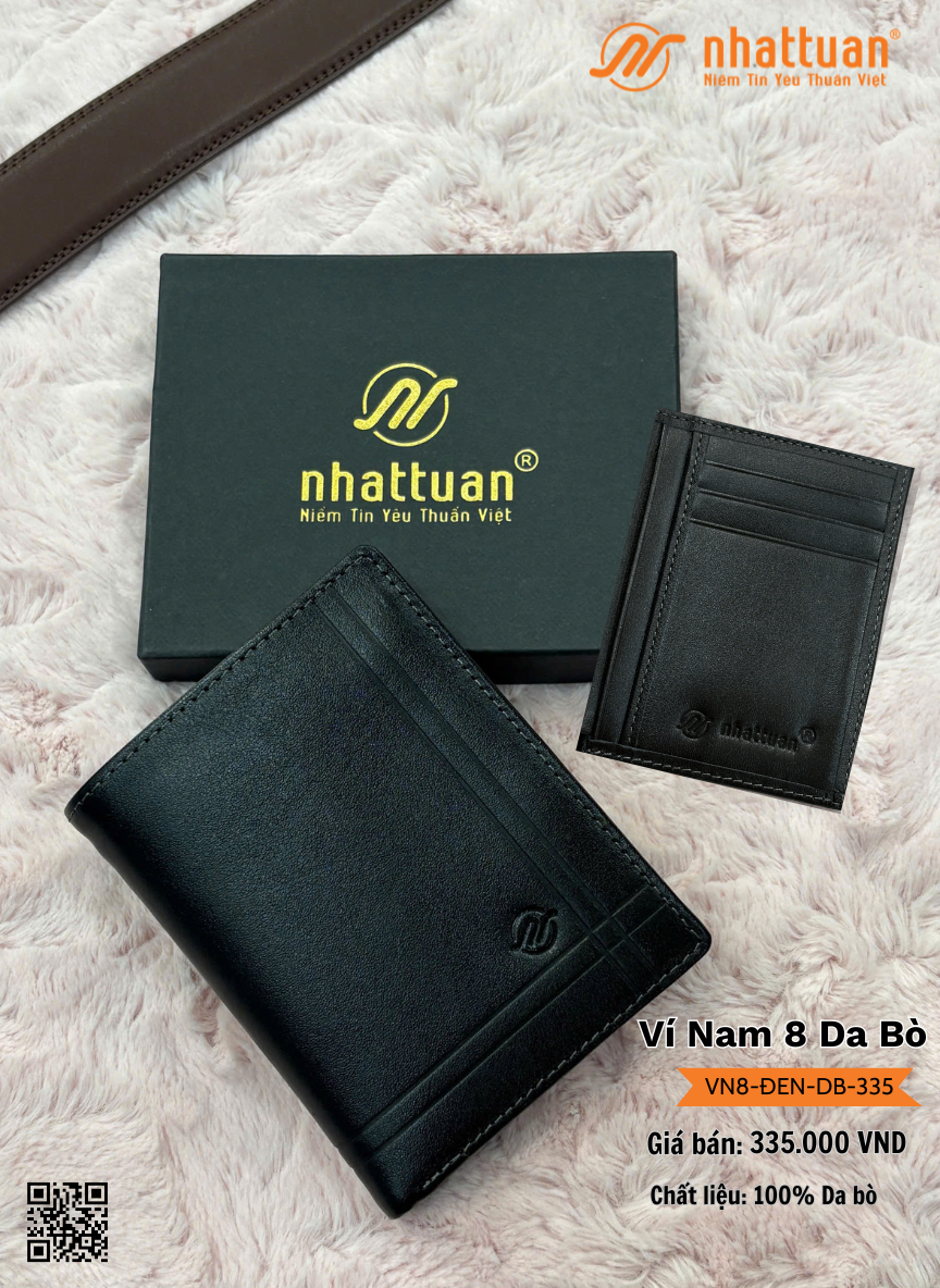 Ví Nam 8-ĐEN Da Bò 335
