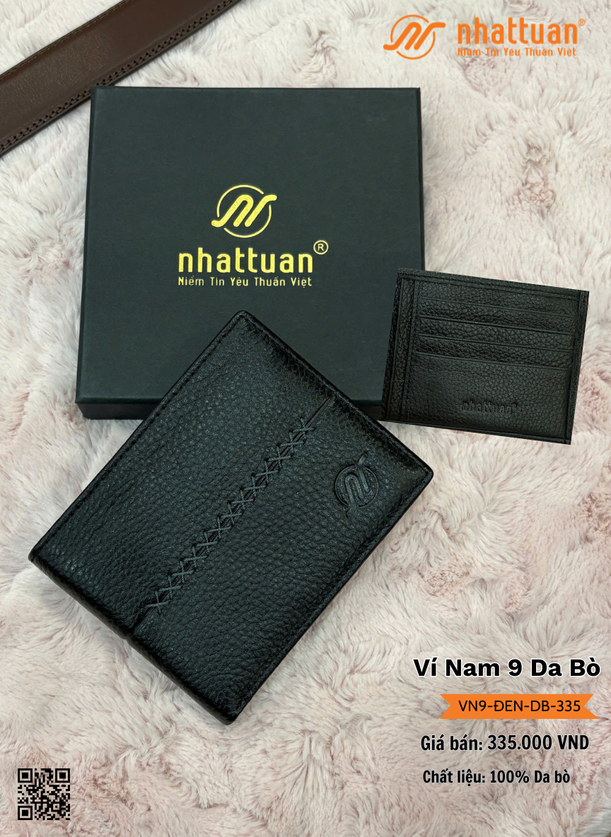 Ví Nam 9-ĐEN Da Bò 335