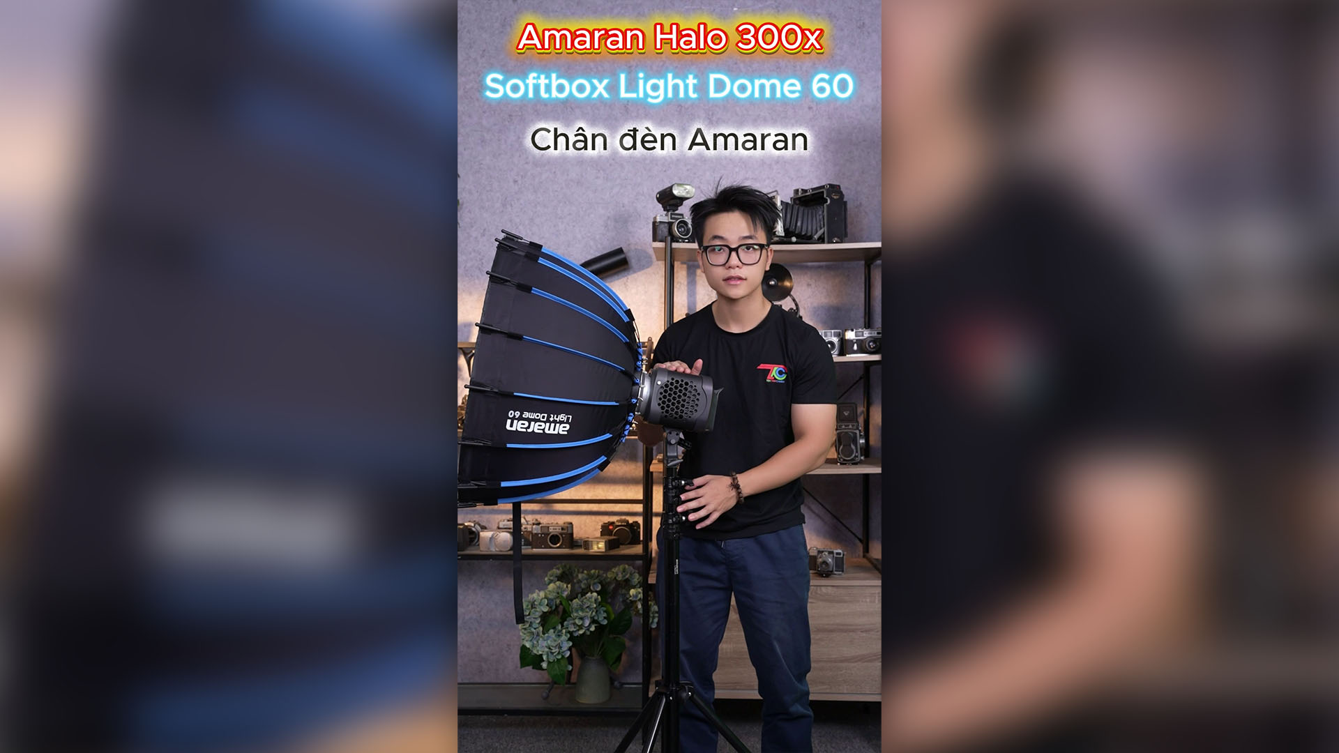 Set Đèn Studio Chuẩn Nét: Amaran Halo 300x + Light Dome 60 + Chân Đèn