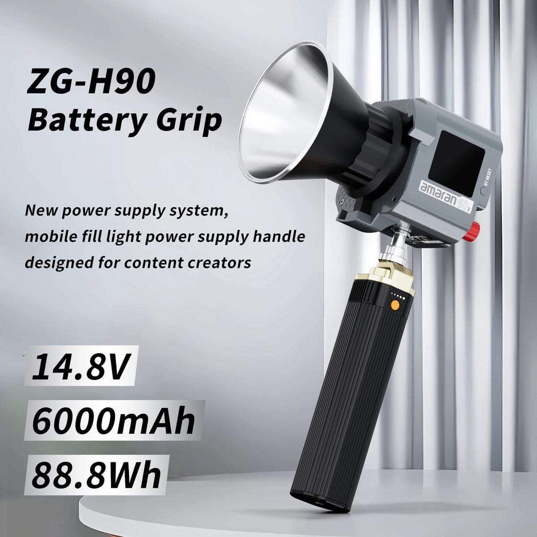 ZGCINE ZG-H90 | Tay cầm tích hợp pin cho đèn led