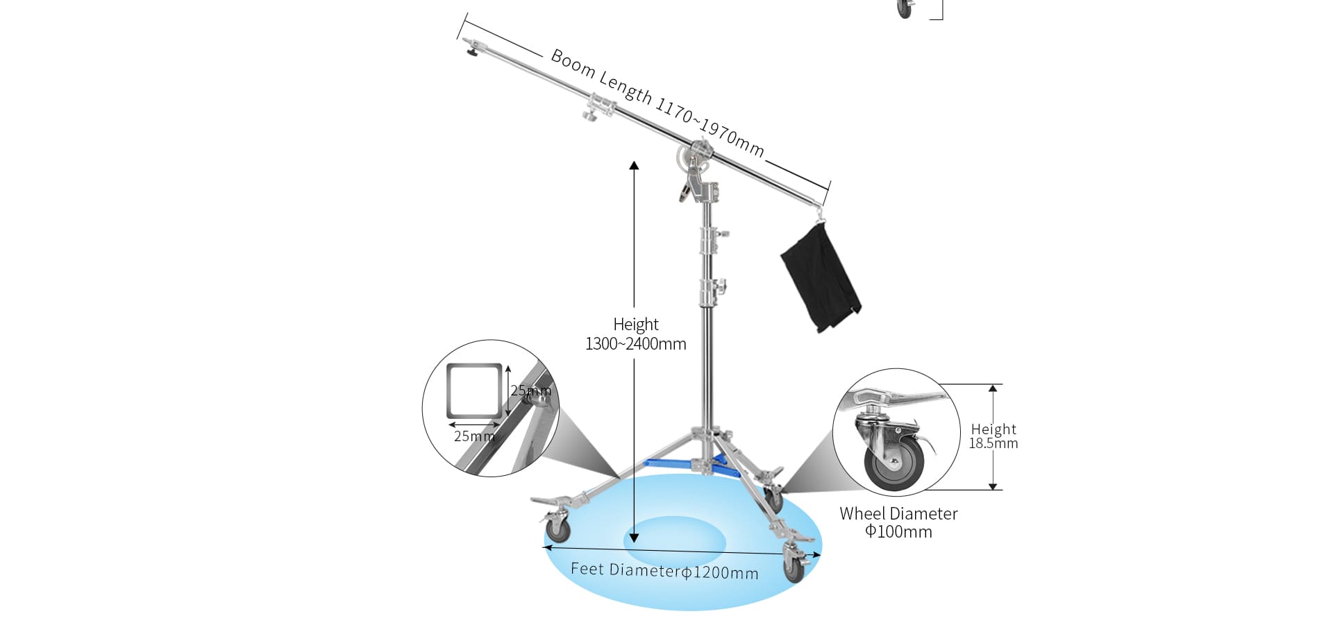 Chân boom đèn studio Jinbei M6 – 2 in 1