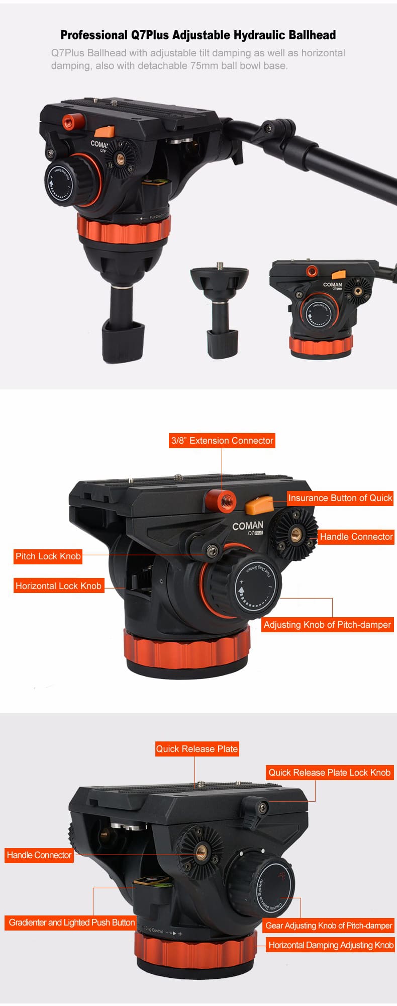 Chân máy quay Coman DF26 (Q7PLUS) - Hàng chính hãng