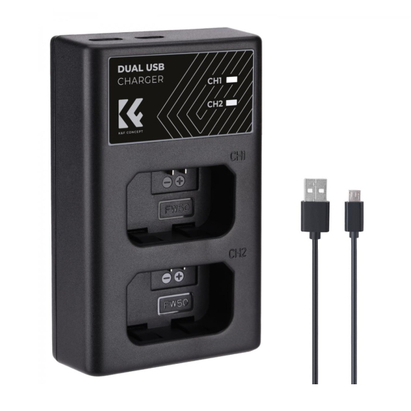 Bộ 2 pin 1 sạc đôi K&F NP-FW50 KF28.0015