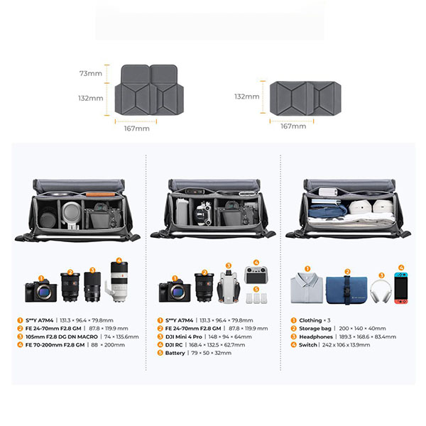Túi máy ảnh K&Fconcept KF13.163 đeo chéo 10L