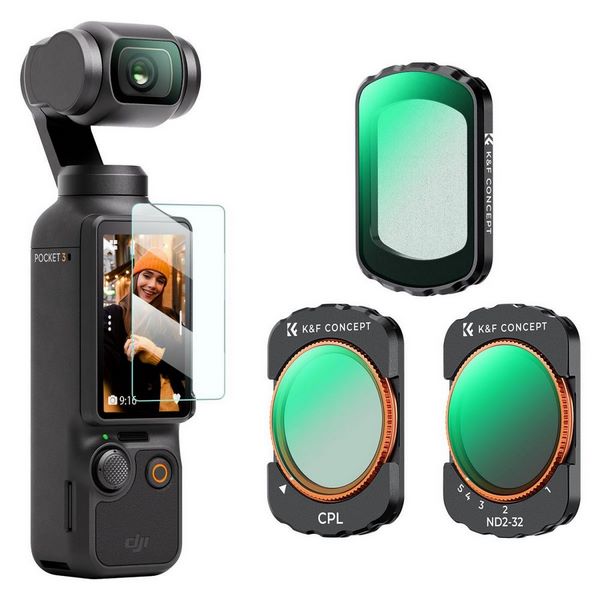 Bộ Kính Lọc K&F Concept Magnetic CPL + Black Mist 1/4 + ND2-32 (KF01.2148) Cho DJI Osmo Pocket 3 Và Pocket 4