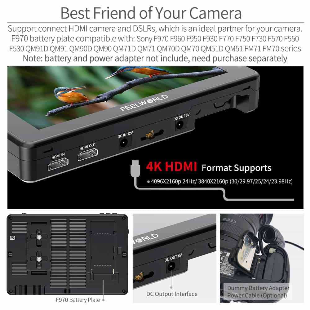 Màn hình cảm ứng Fellworld LUT7 Pro 7 Inch 3D LUT 4K HDMI 3G-SDI