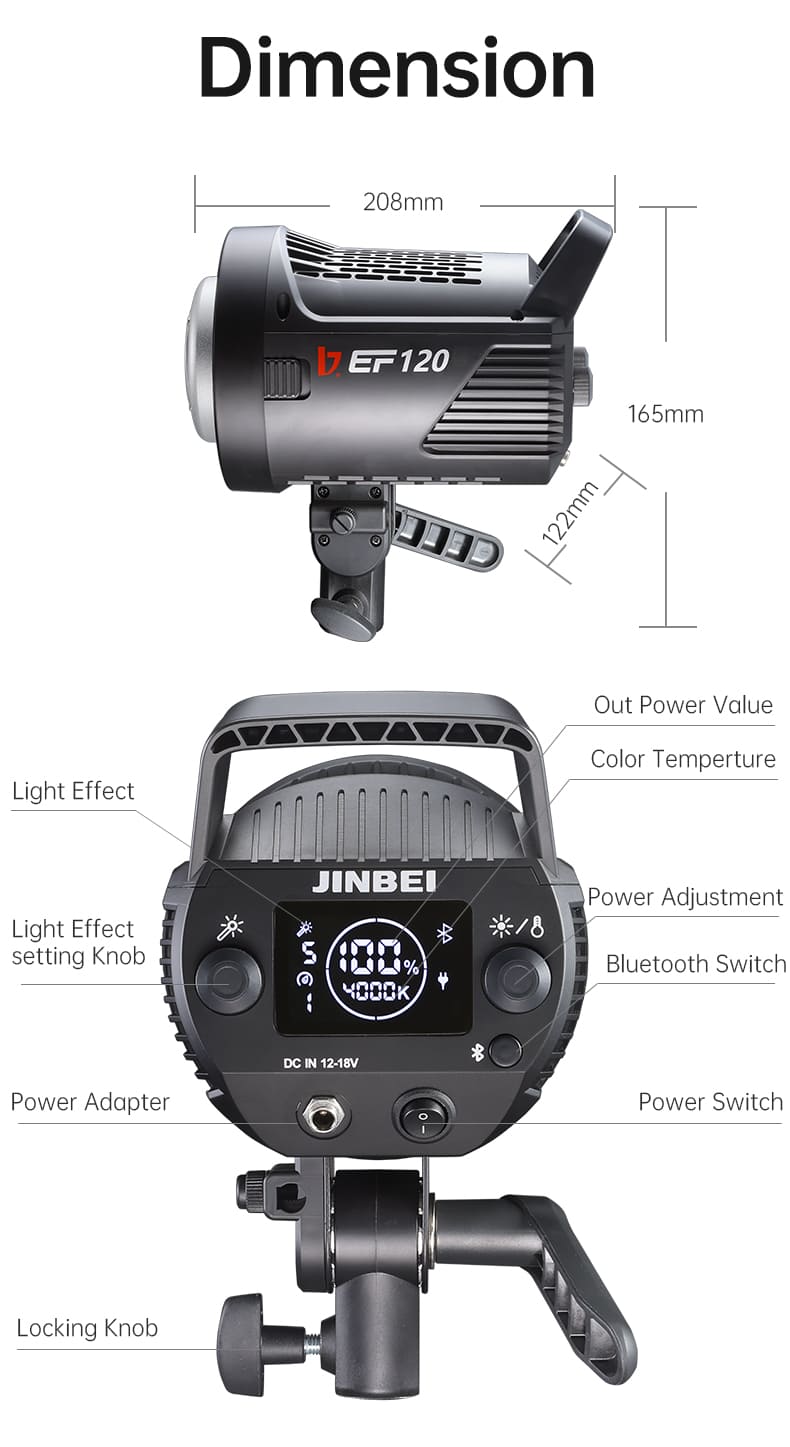 Đèn Led Jinbei EF-120Bi | Hàng Chính Hãng