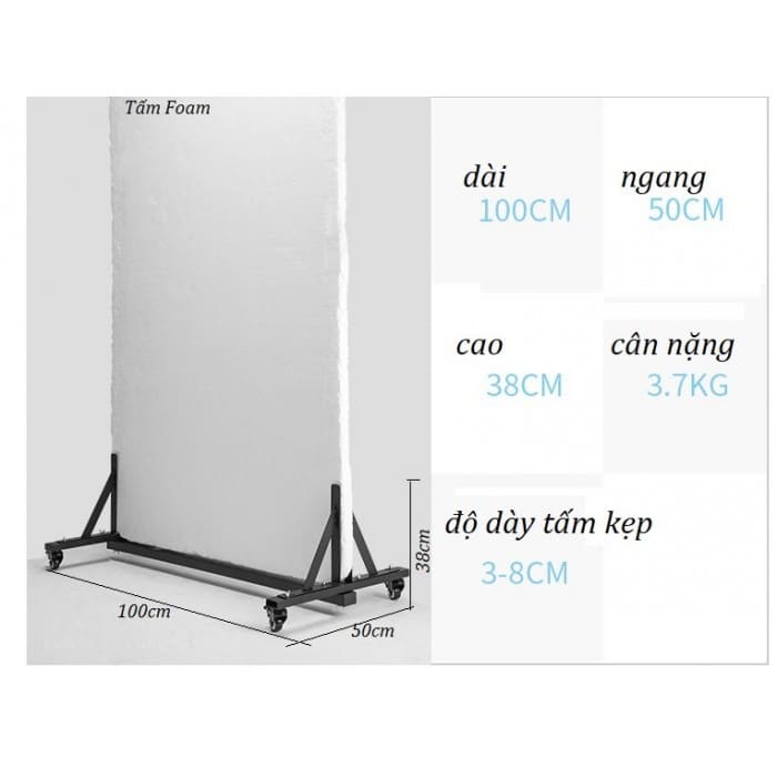 Chân kẹp xốp tản sáng có bánh xe