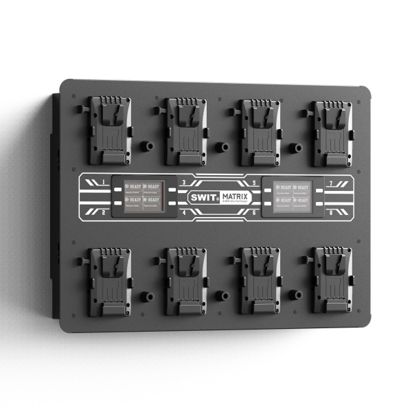 Bộ sạc SWIT MATRIX-S8 8×100W siêu nhanh cho pin V-Mount treo tường
