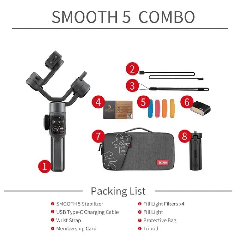 Gimbal Zhiyun Smooth 5 Combo | Hàng Chính Hãng