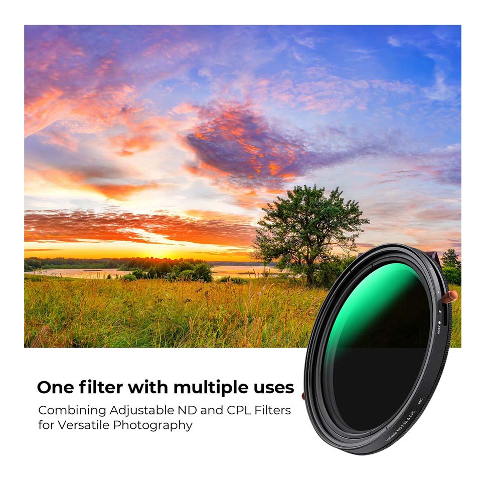 Kính lọc K&F Concept Nano-D ND & CPL 2 in 1 Filter ND2 ND32 77mm
