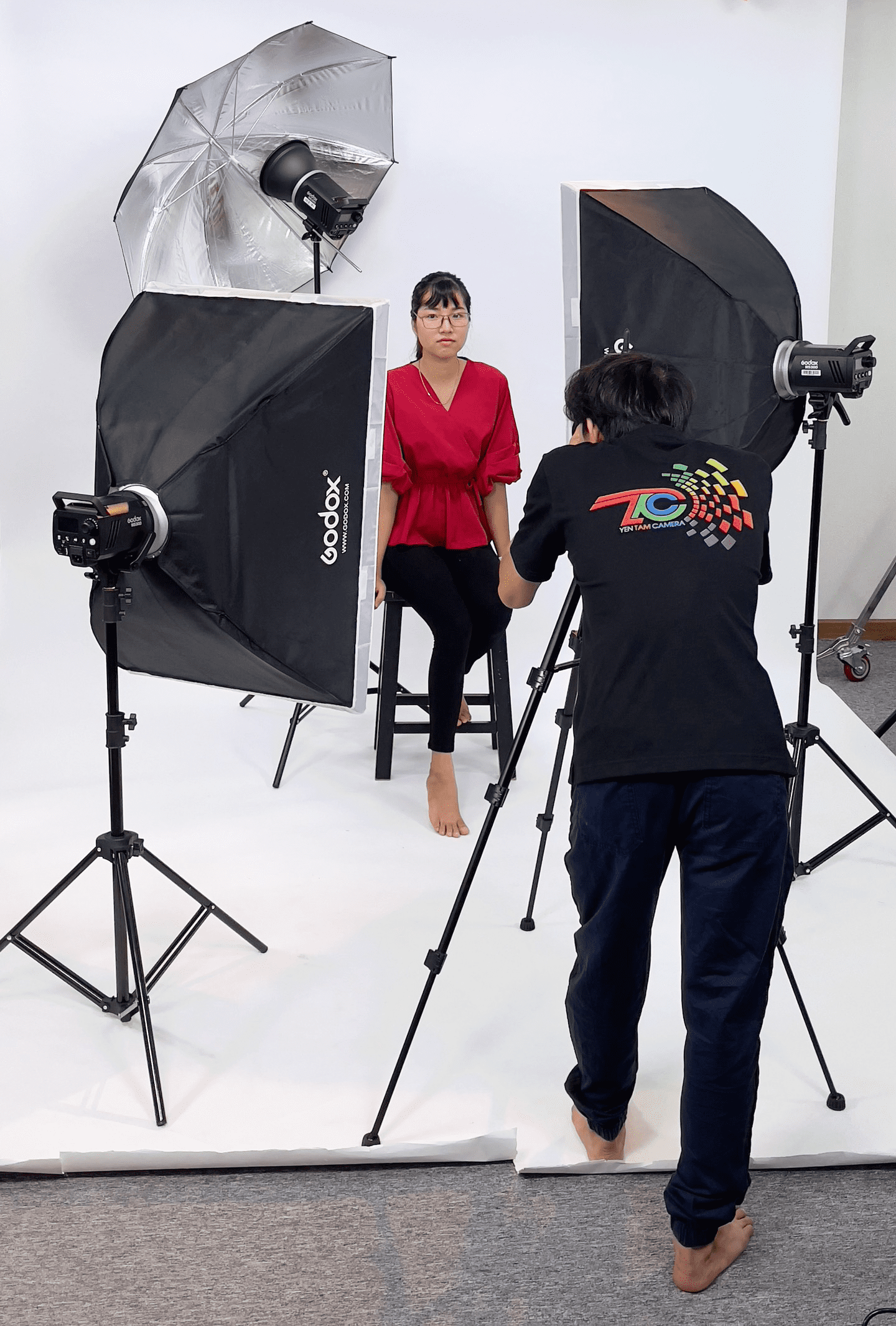 Bộ kit đèn flash godox MS300D-3 đèn