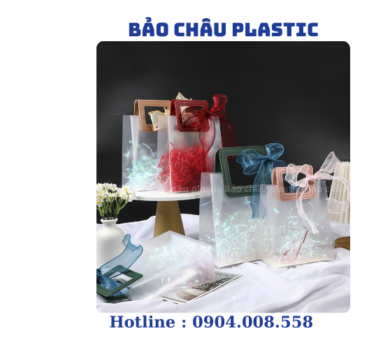 Túi Trong Suốt Tay Cầm Hình Tròn/ Vuông Bằng PVC Chống Nước