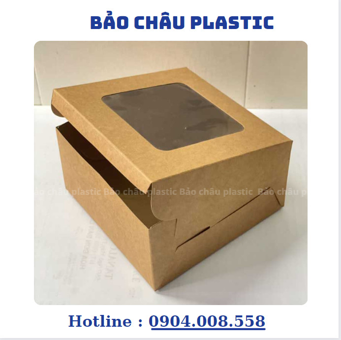 Hộp giấy Kraft đựng thực phẩm dáng cửa sổ , đựng bún trộn, bánh, xôi. hoa quả, thức ăn
