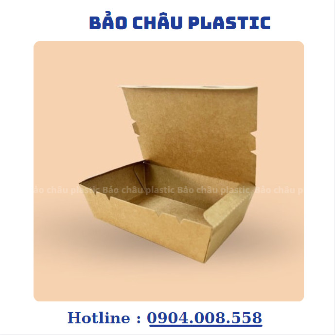Hộp giấy kraft đựng thức ăn, gói quần áo nắp vuông gài kín