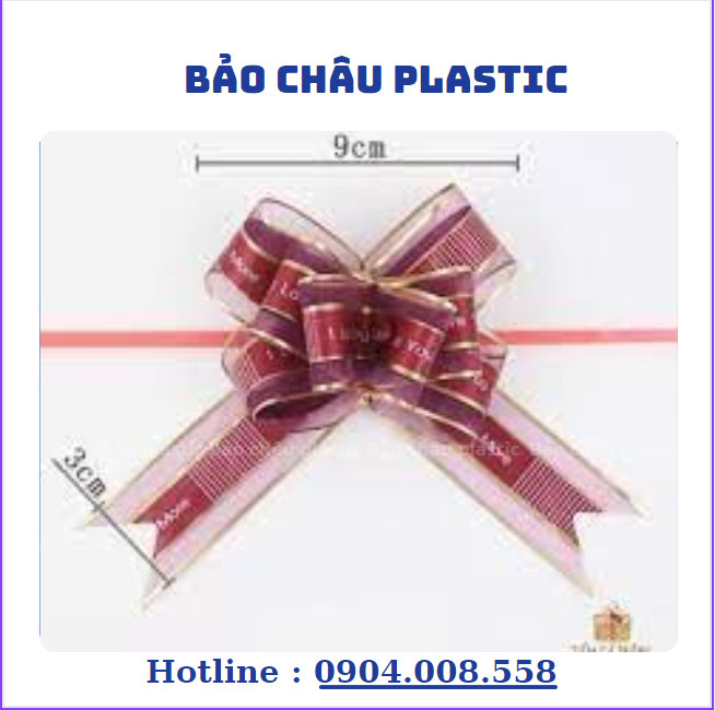 [Set 10 chiếc] Nơ Rút Cánh Bướm BEST WISHES, Voan Lụa Viền Vàng, Trang Trí Hộp Quà