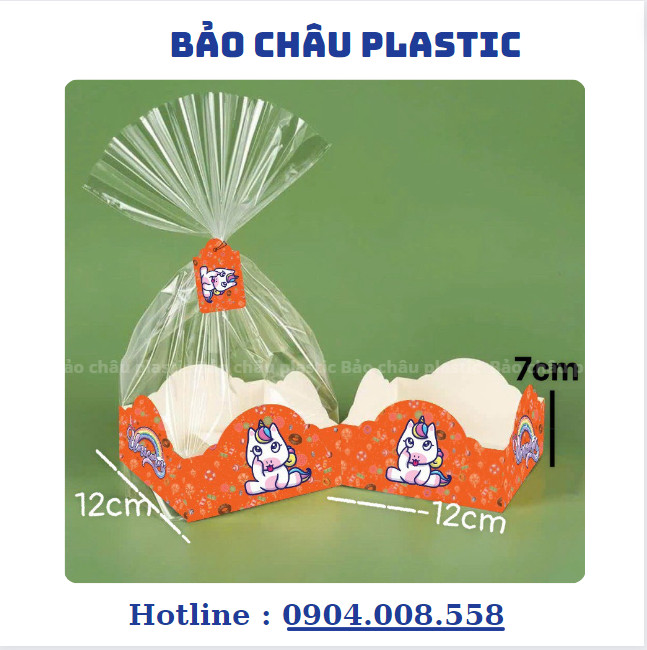 Túi Đựng Bánh Cookies Kèm Đế Giấy và Dây Buộc Loại Hình Vuông