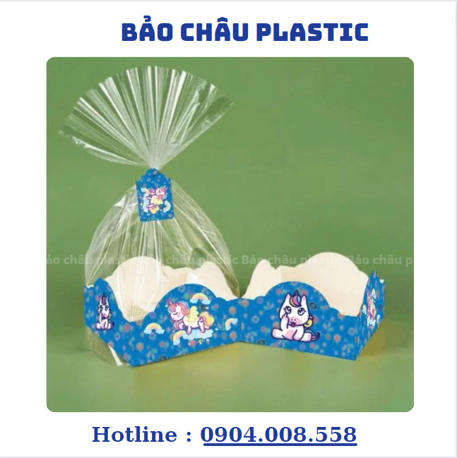 Túi Đựng Bánh Cookies Kèm Đế Giấy và Dây Buộc Loại Hình Vuông