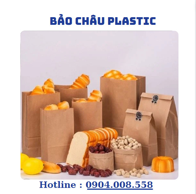 Túi Bánh Mì Kratf nâu, Túi Giấy Đựng Bánh Mì Trơn Đơn Giản Định Lượng 80gr Siêu Rẻ