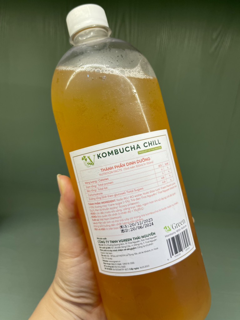Trà Kombucha Chill 1 Lít - Vgreen Vị Đào