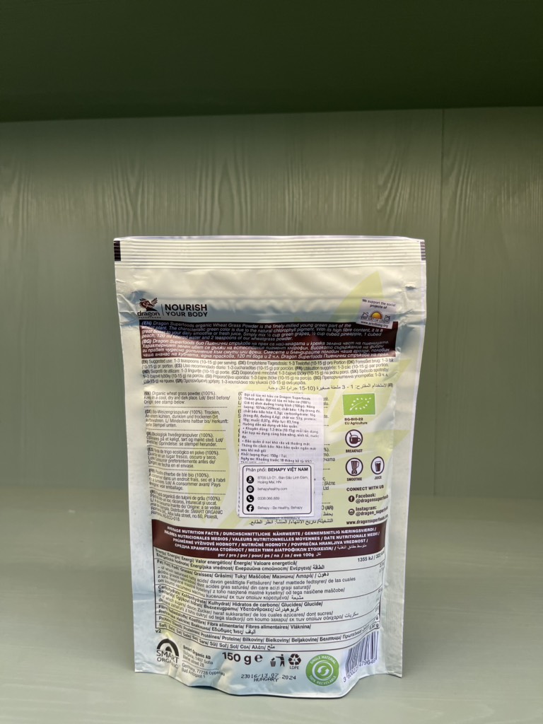 Bột cỏ lúa mì hữu cơ 150gr - Dragon Superfood