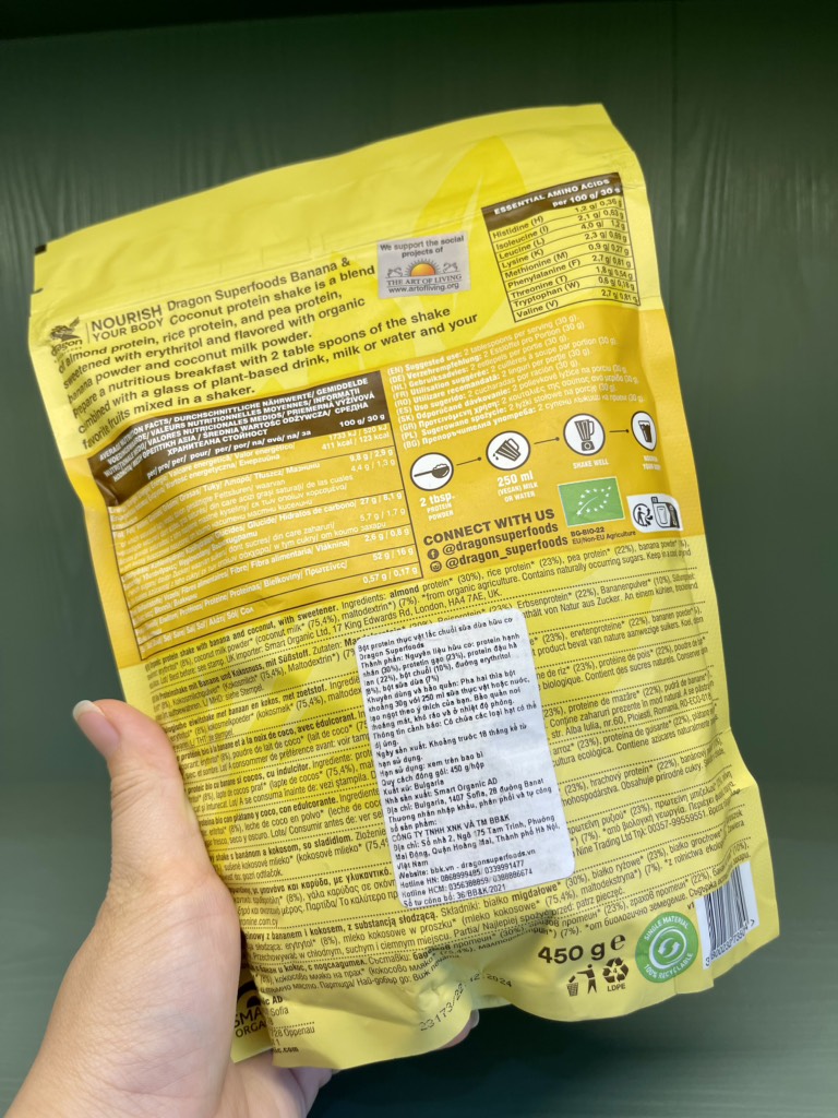Protein shake chuối và dừa 450gr - Dragon Superfood