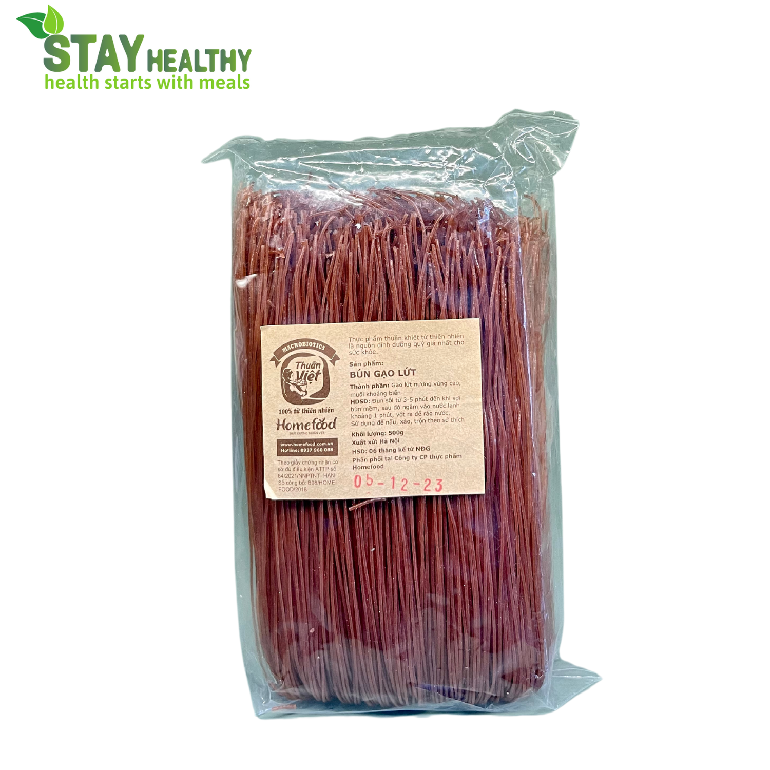 Bún gạo lứt 500g Thuần Việt