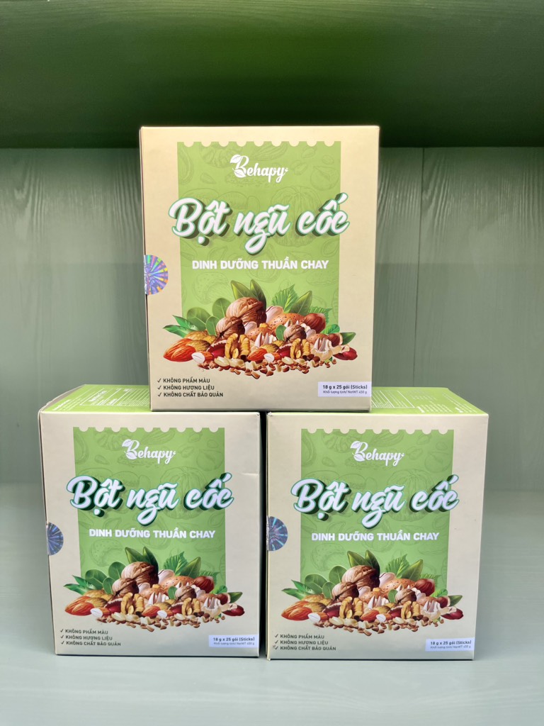 Bột ngũ cốc dinh dưỡng thuần chay - Hộp 450gr (25 gói 18gr) - Behapy