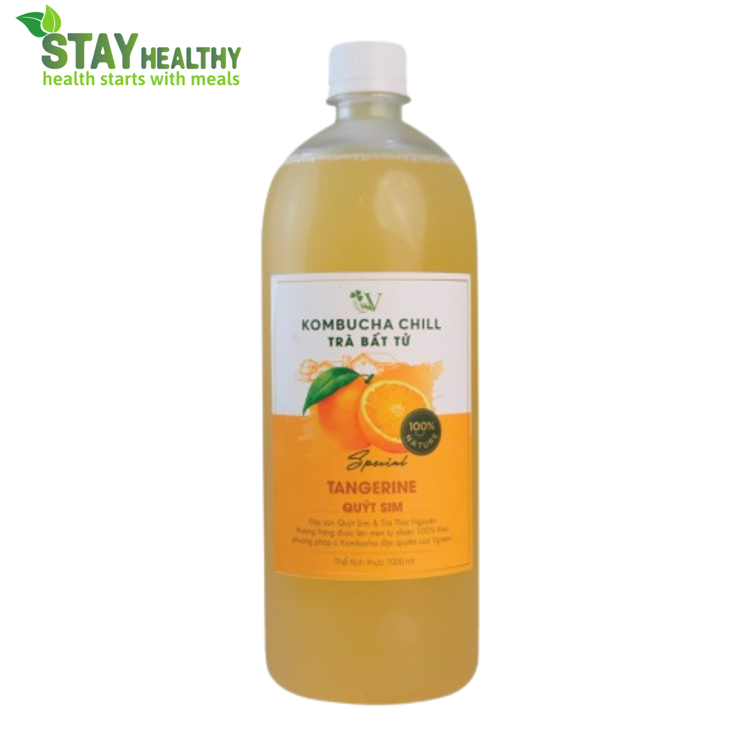 Trà Kombucha Chill 1 Lít - Vgreen Vị Quýt Sim