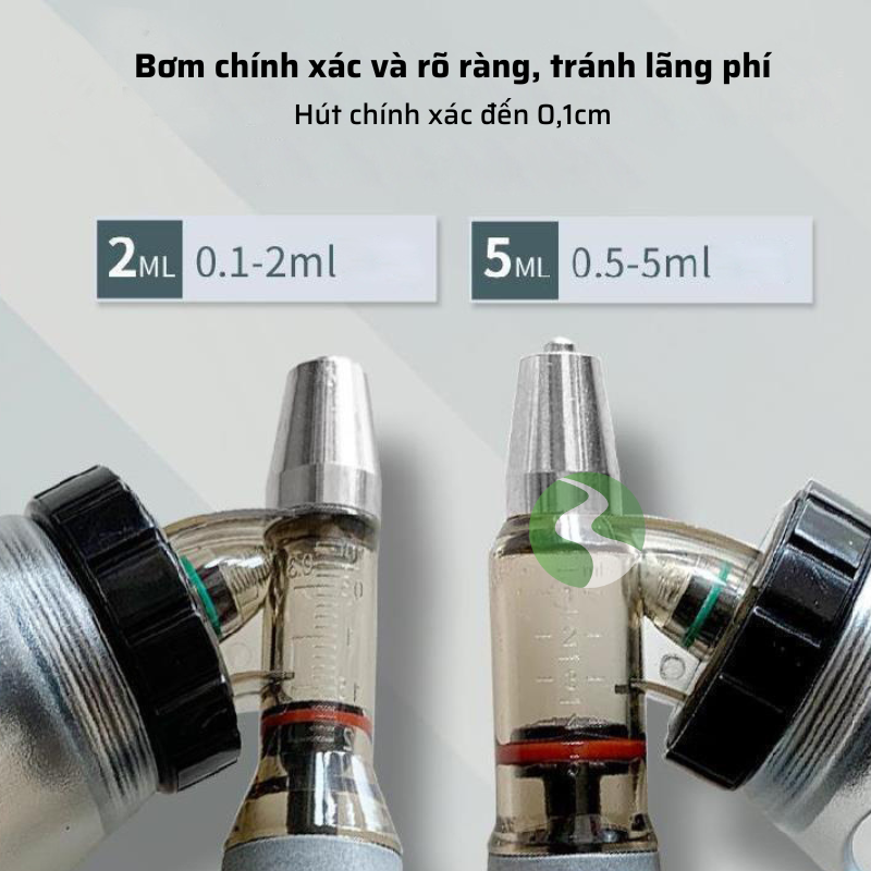 Xi lanh tự động thú y tiêm gia cầm, vacxin MZA kim tiêm có giã đỡ cắm chai - Bơm liên tục 2ml/5ml DN28