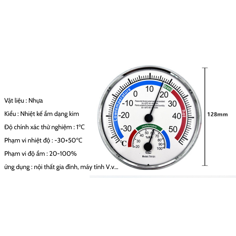 Nhiệt Kế Tròn Xanh – Ẩm Kế Cơ Học Hình Tròn Đo Nhiệt Độ & Độ Ẩm Chính Xác