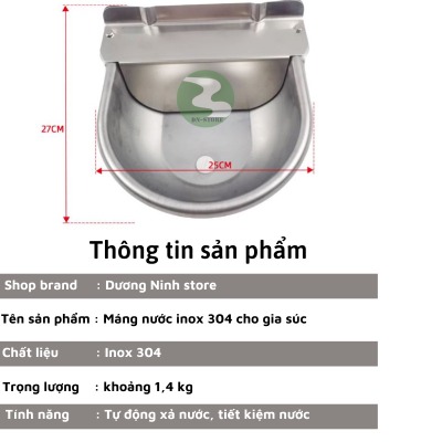 Máng uống nước tự động cho bò, gia súc inox 304 DN30