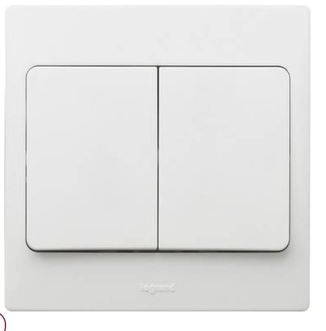 Bộ công tắc đôi 2 chiều màu trắng Mallia 2 810 03