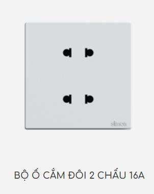 Bộ ổ cắm đôi 2 chấu 16A