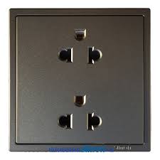 Module Ổ cắm đôi tiêu chuẩn Âu Mỹ 16A vuông màu xám Simon i7 711287-61