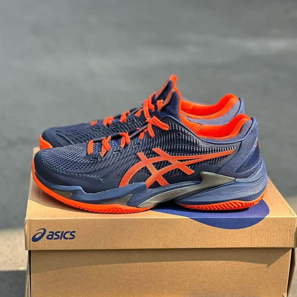 Giày ASICS Court FF 3 Clay 'Dark Blue Orange' 1041A371-401 Xanh Cam | Bọ Cạp Shop