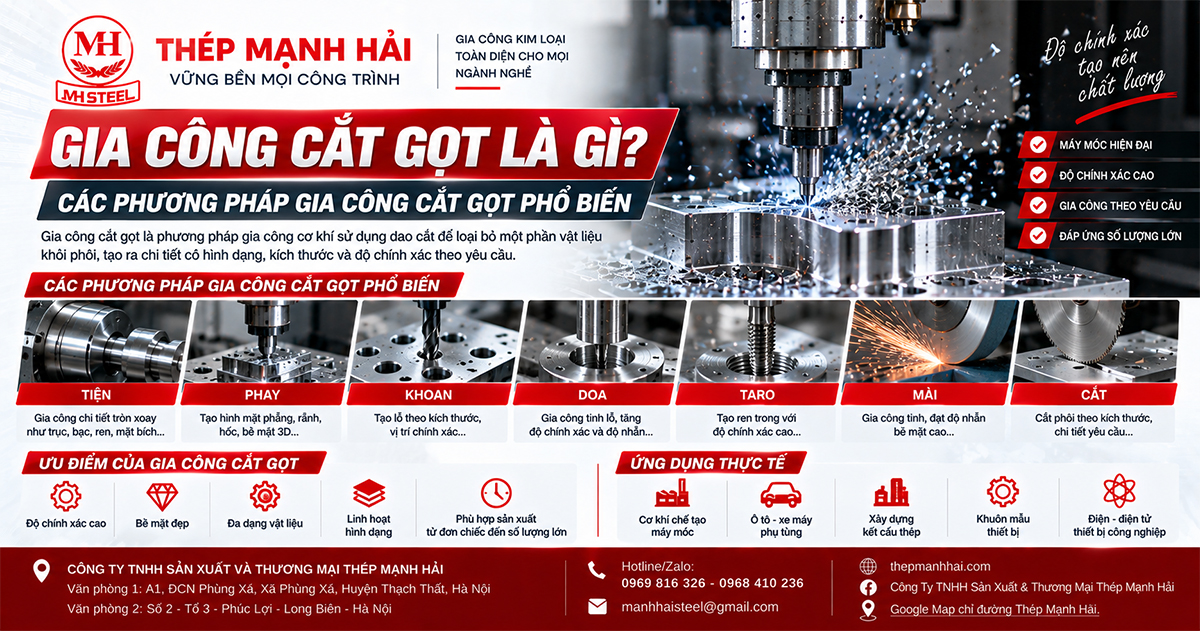 Gia công cắt gọt là gì? Các phương pháp gia công cắt gọn phổ biến