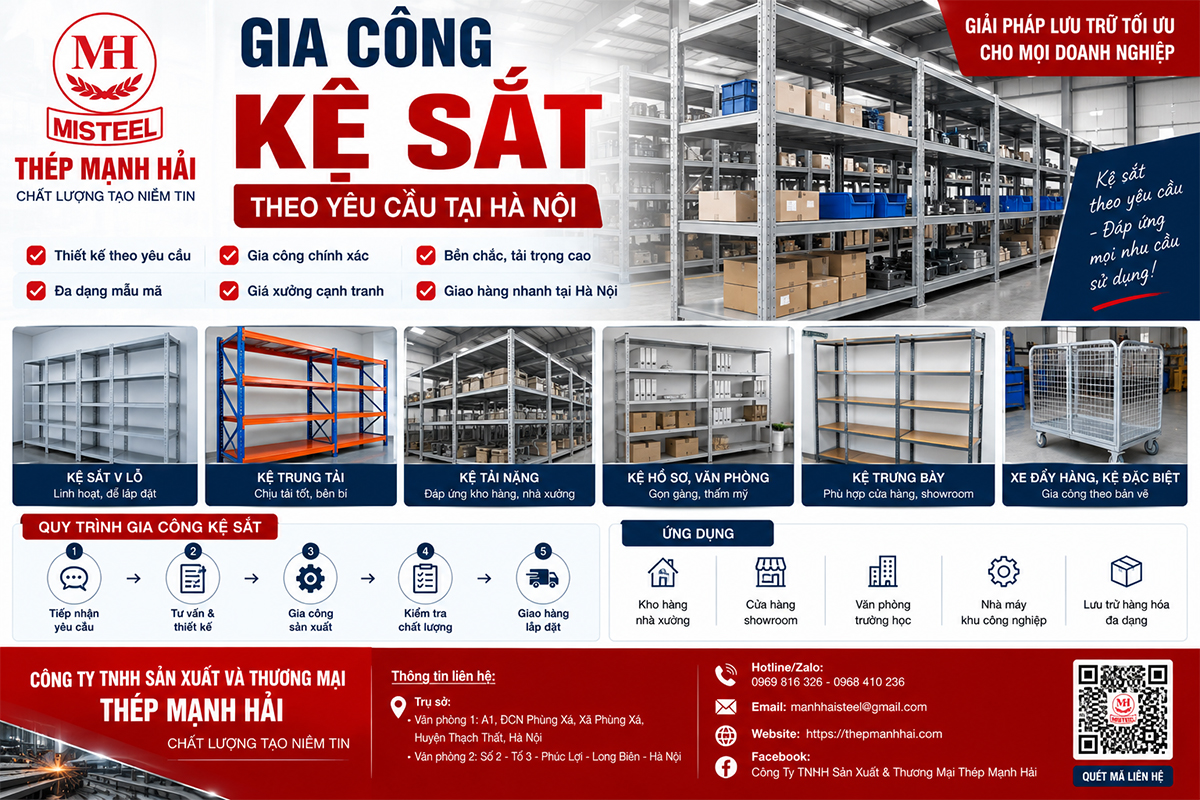 Gia công kệ sắt theo yêu cầu tại Hà Nội