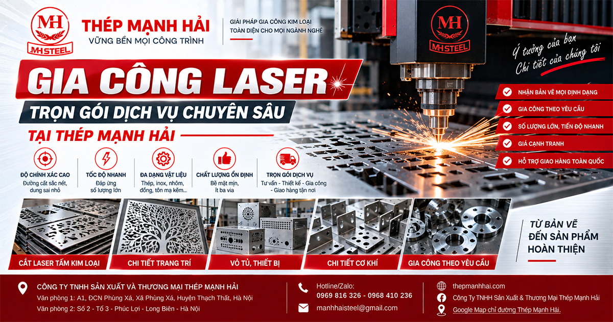 Gia công Laser trọn gói dịch vụ số lượng lớn tại Thép Mạnh Hải