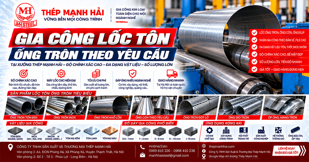 Gia công lốc tôn theo yêu cầu tại xưởng Thép Mạnh Hải