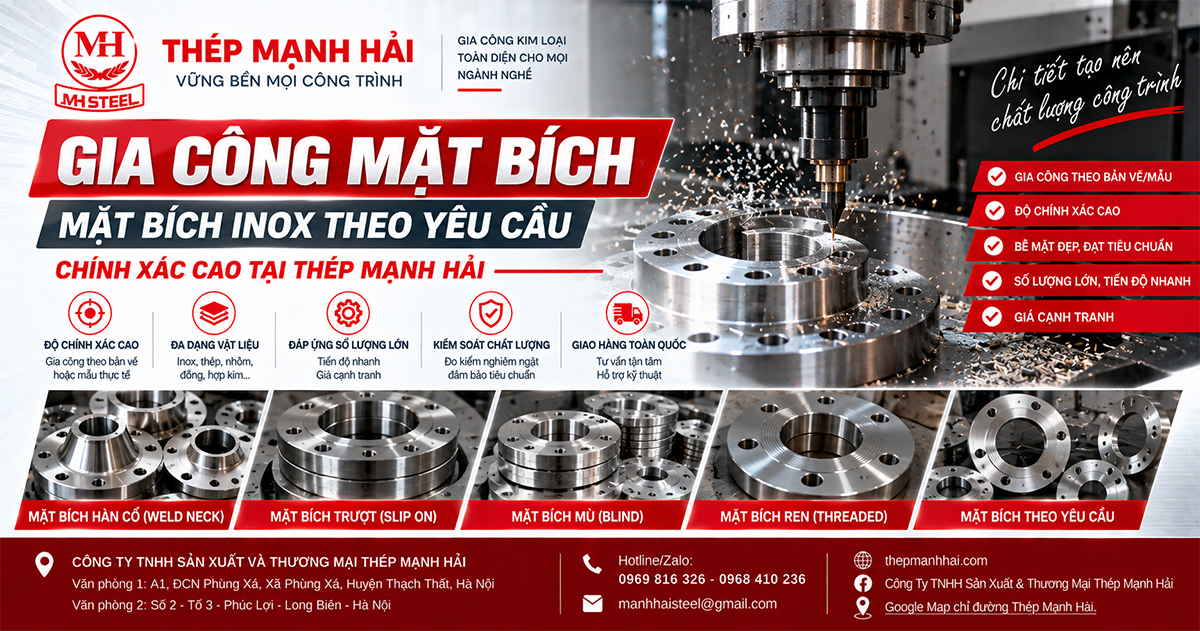 Gia công mặt bích, mặt bích inox theo yêu cầu chính xác cao