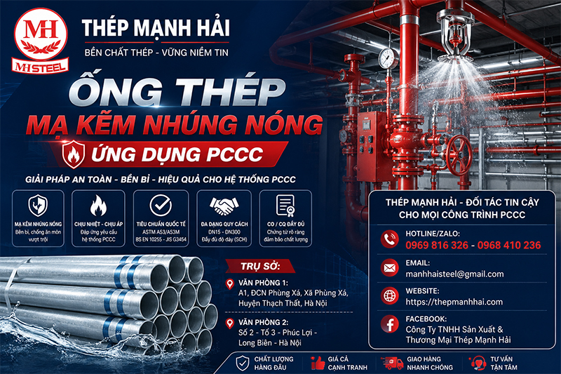 Ống thép mạ kẽm nhúng nóng ứng dụng PCCC