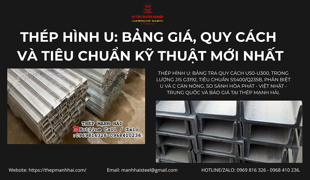 Thép hình U: Bảng giá, quy cách và tiêu chuẩn kỹ thuật mới nhất