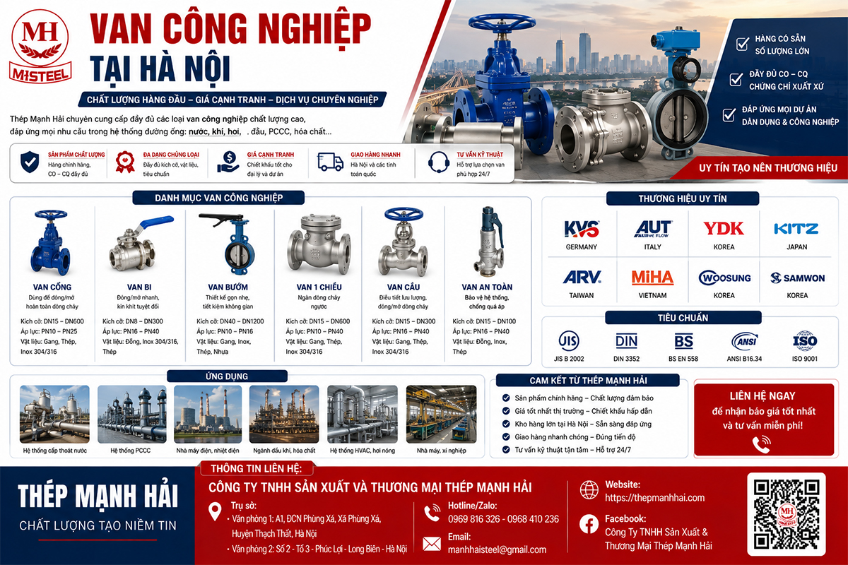 Van công nghiệp tại Hà Nội chính hãng, đầy đủ chủng loại, giao hàng nhanh