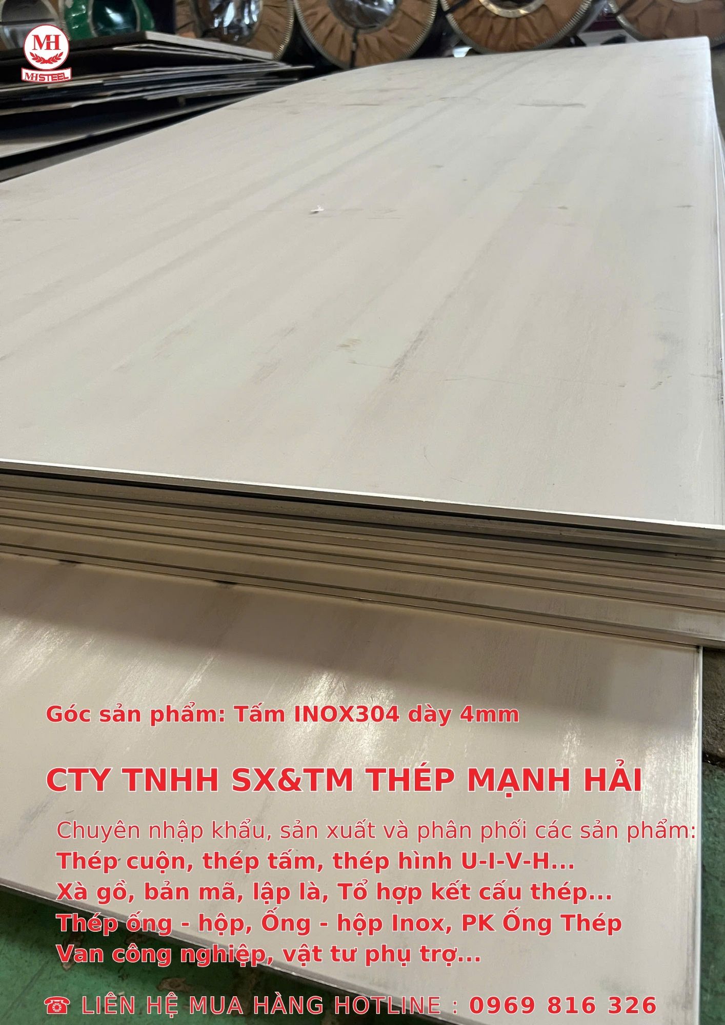 Tấm INOX304 dày 4mm - Thép Mạnh Hải